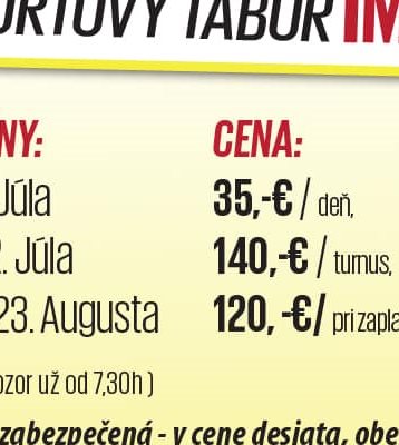 Letný športový tábor 2023 - prihláste svoje deti!